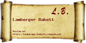 Lamberger Babett névjegykártya